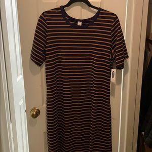 Black and dark khaki striped T-shirt dress